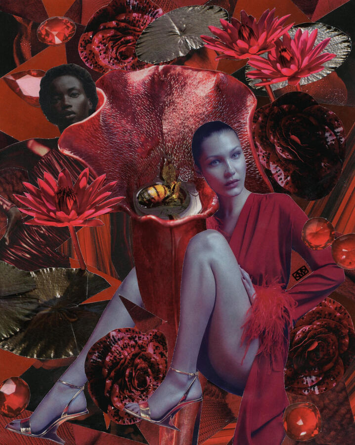 Scarlet Garden (2024) Collage on paper