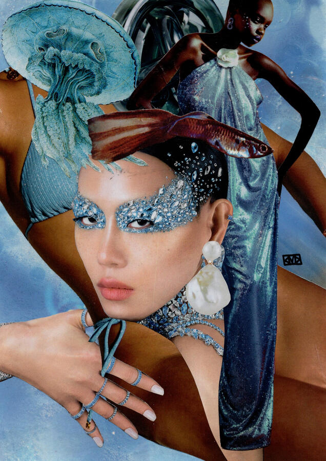 Bleu (2024) Collage on paper