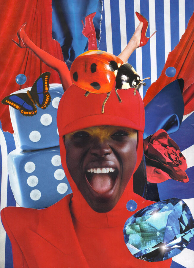 Red &amp; Blue (2024) Collage on paper