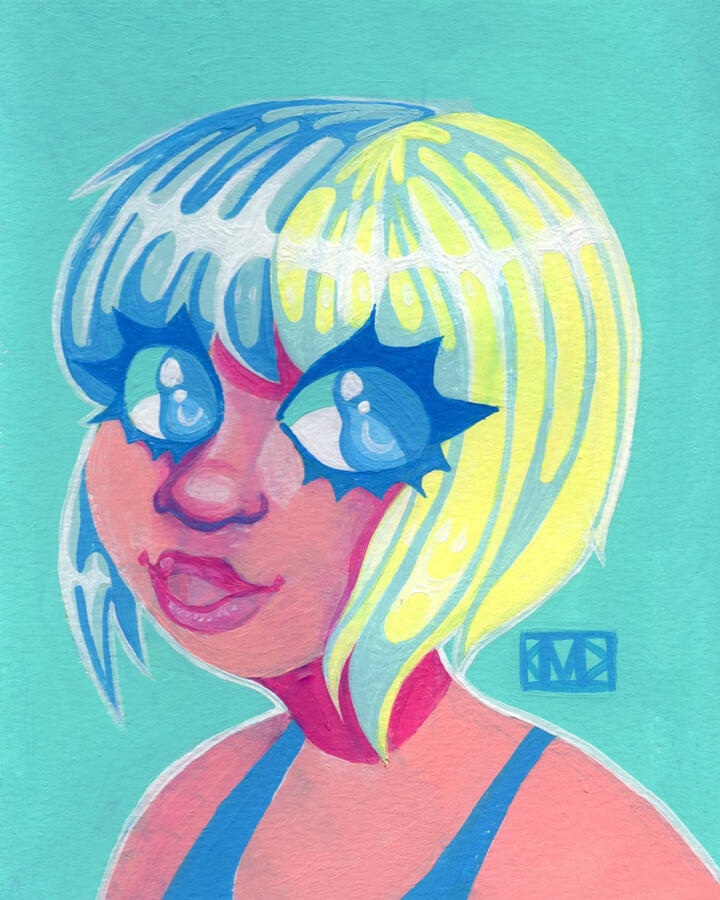 Blue Lemonade (2024) Acrylic on paper