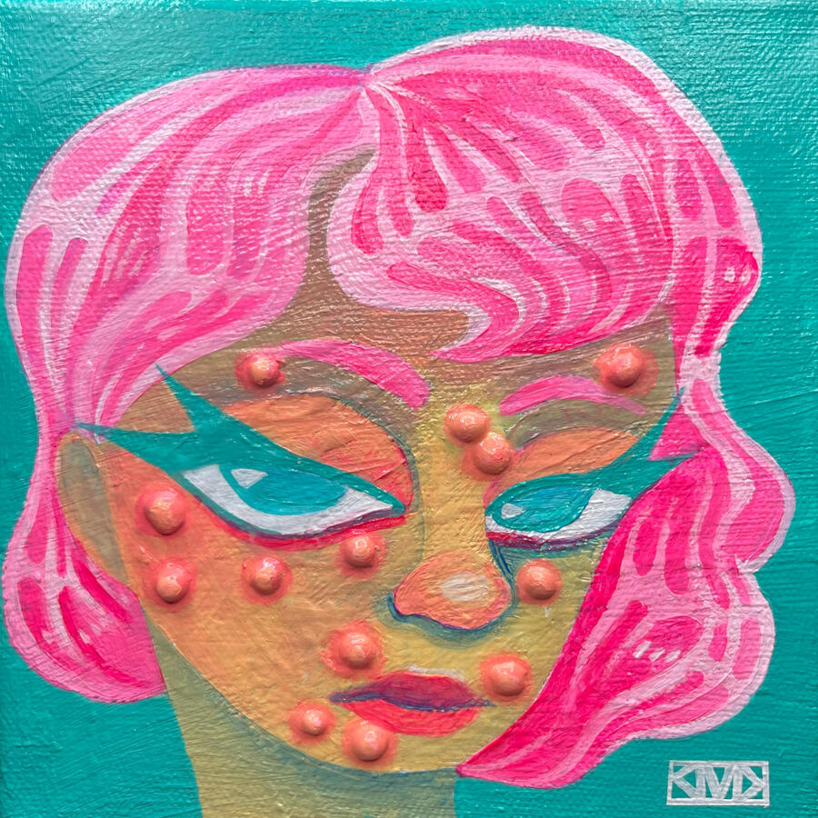 Spots (2024) Acrylic & hot glue on canvas