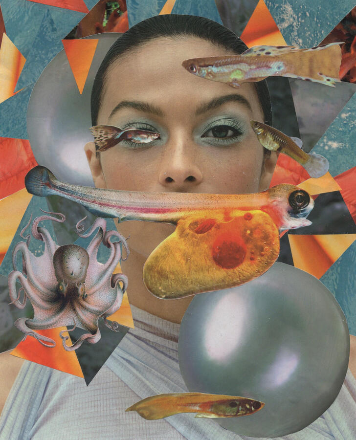 Below the Waves (2024) Collage on paper