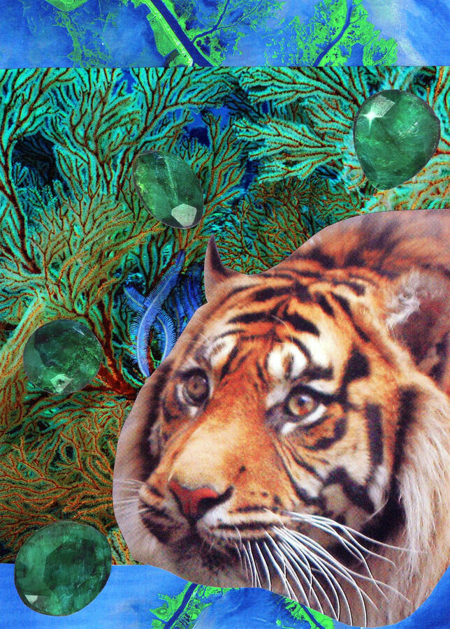 Emerald Eyes (2023) Collage on paper