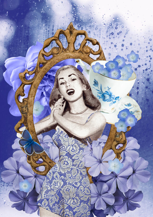 Blue Flowers (2024) Analog &amp; digital collage