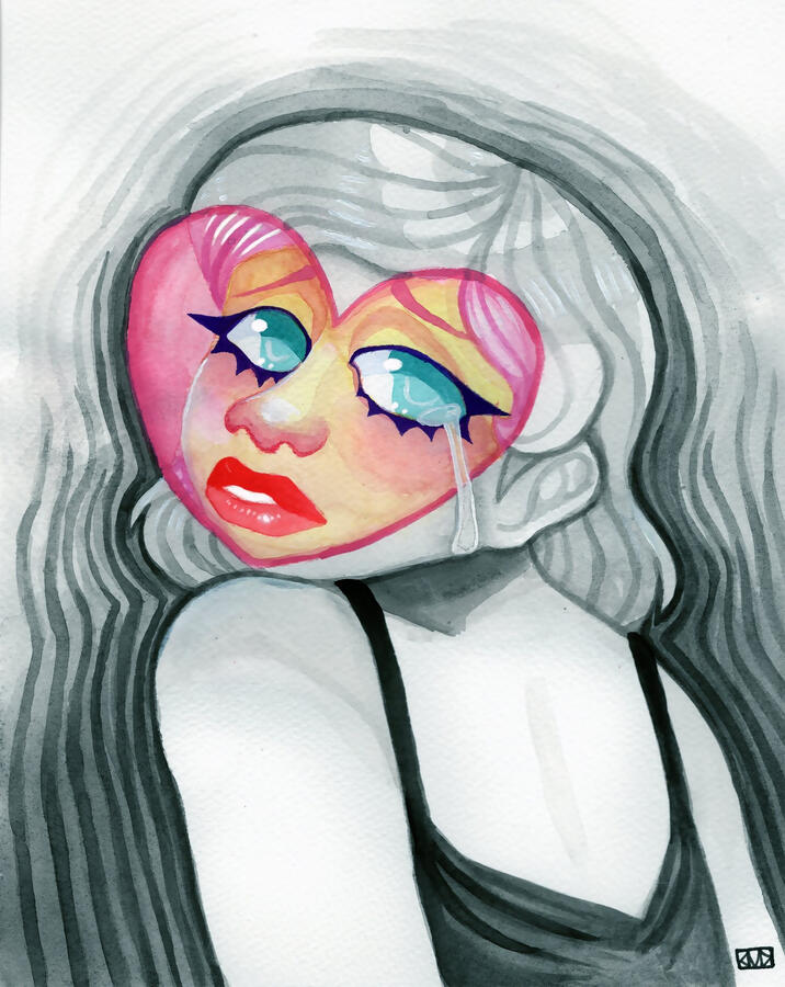 Only Me &amp; My Heart (2024) Watercolor, gouache &amp; acrylic