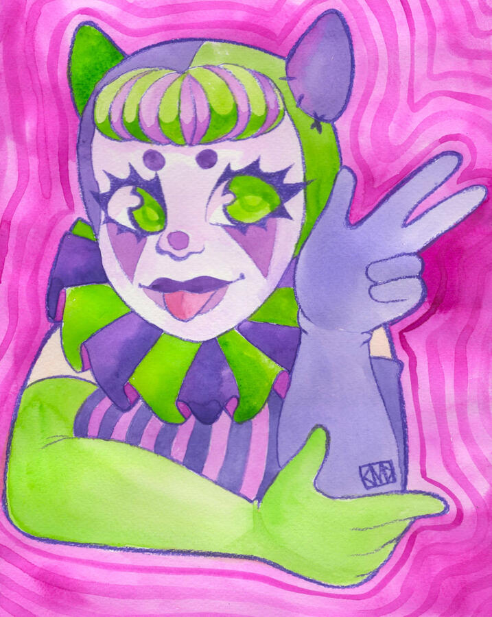 Impish (2024) Watercolor & color pencil